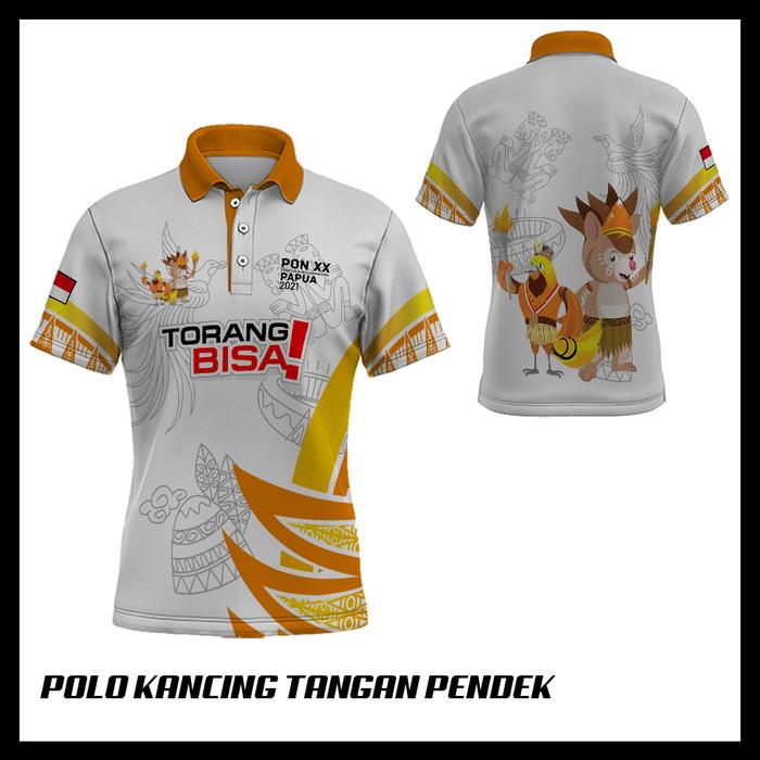 Baju Kaos Polo Kancing Dewasa PON XX Papua 2021 Custom Fullprint