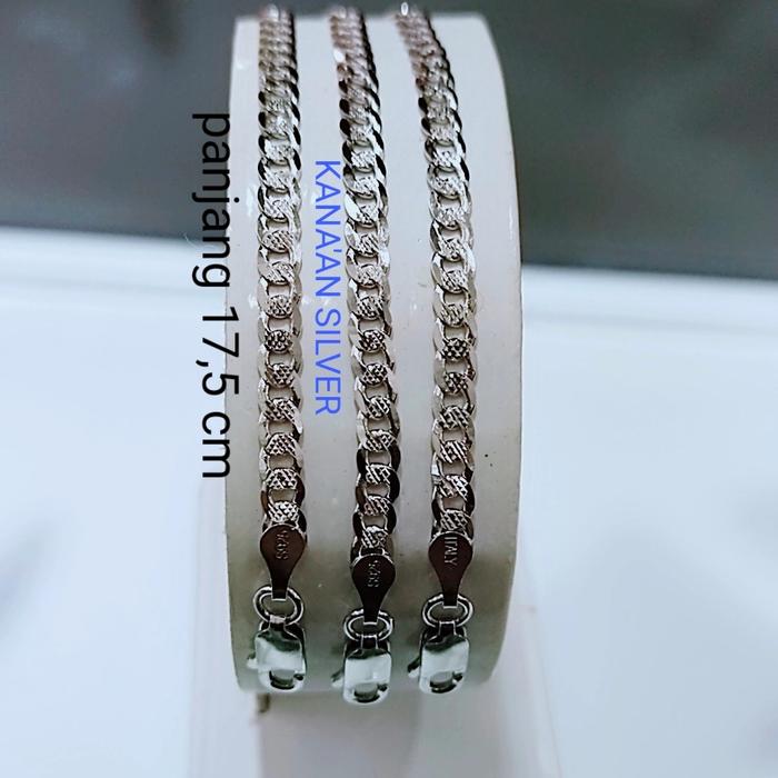 GELANG TANGAN PRIA & WANITA SISIK NAGA UKIR PERAK SILVER 925 ASLI