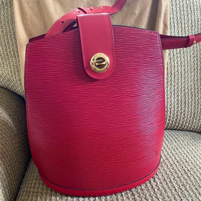 Authentic LV Red Cluny Bag Epi Red Lather