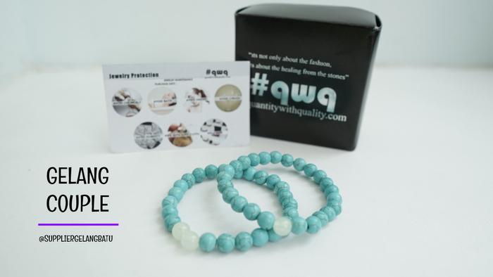 gelang batu FOSFOR PIRUS BIRU pasangan distance bracelet couple akik
