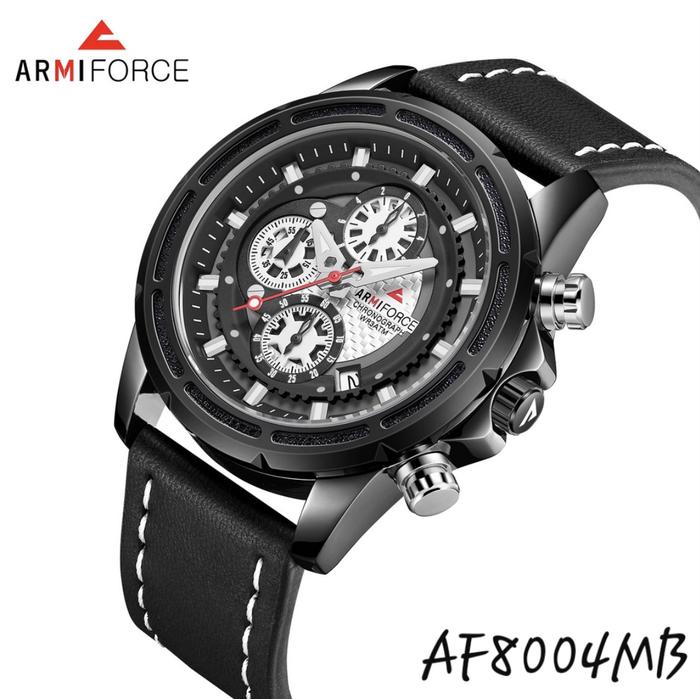 Jam tangan Army force 8004 Chrono aktif Tali kulit original pria