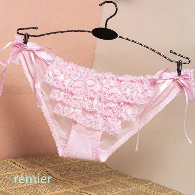 cd renda sexy model low waist dengan aksen ikat tali panjang