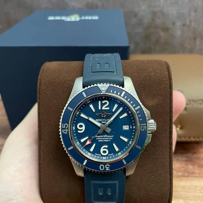 breitling suoerocean 2 blue ceramic 42mm jam pria