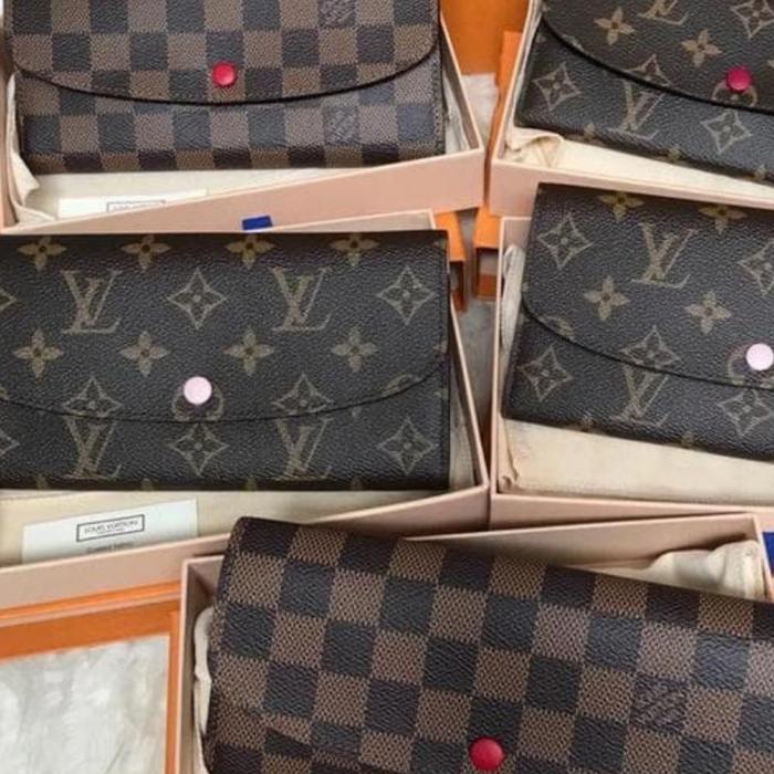 dompet wanita lv emilie pink original