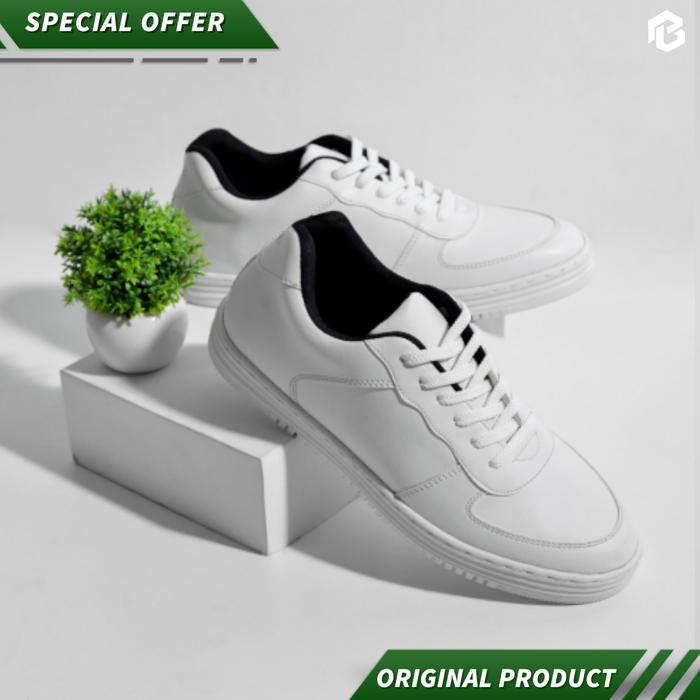 Sepatu Sneakers Putih Pria ARF Jackson Full White Kulit Putih ORI