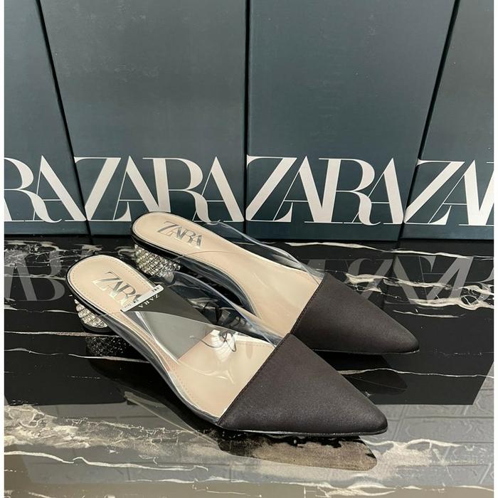 Sepatu zara heels 4 cm heels transparan heels hitam zara platform zara