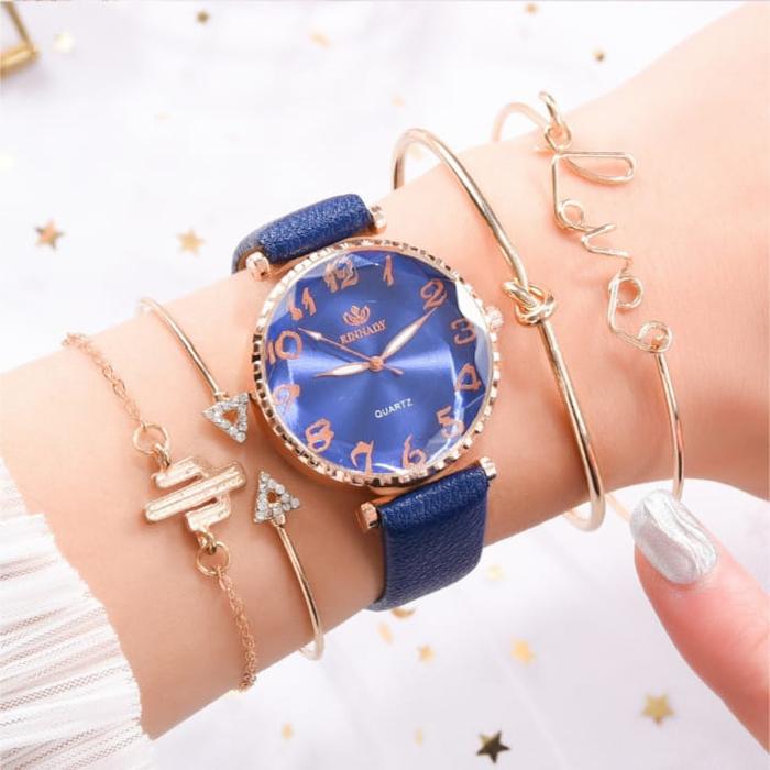 jam set gelang fashion wanita / set jam tangan wanita premium import