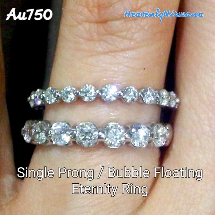 Bubble Floating Eternity Ring Au750. Moissanite pass Diamond test