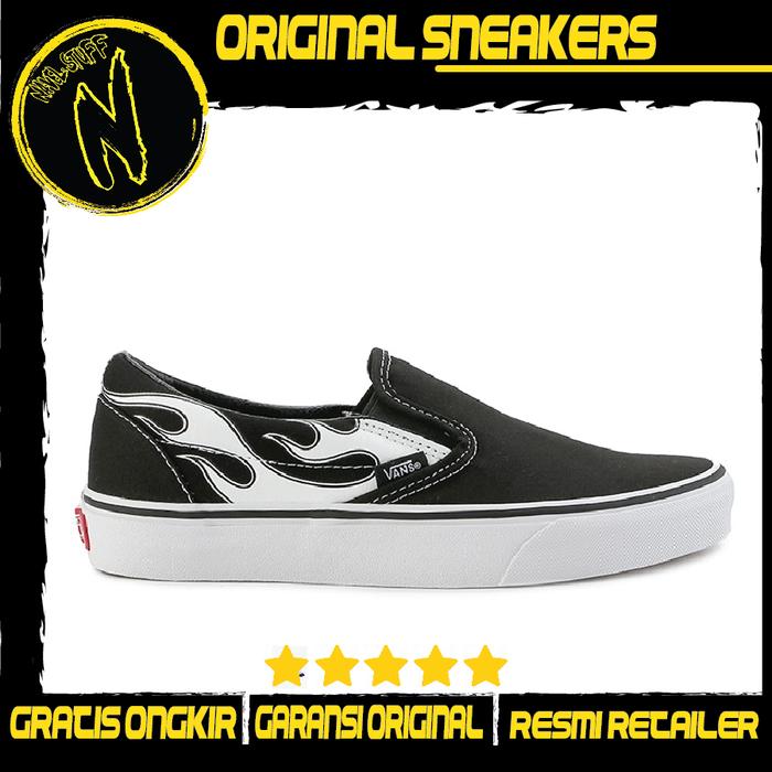 VANS Slip On Classic (Flame) Black / White Original Resmi BNIB