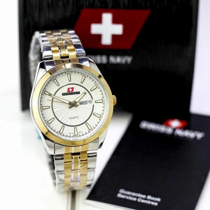 Jam Tangan Couple Swiss Navy 5860 Analog Original Stainless Steel