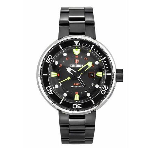 Jam tangan Expedition 6727 Tali Rantai Hitam ring silver original pria