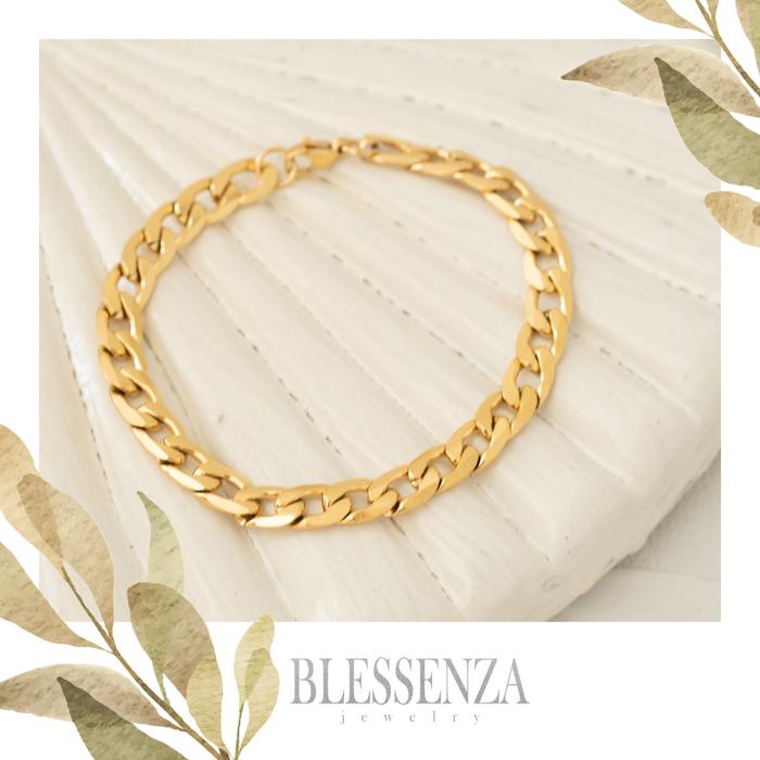 GELANG RANTAI LAPIS EMAS ASLI 18K SIMPEL MEWAH ELEGAN MODIS AKSESORIS