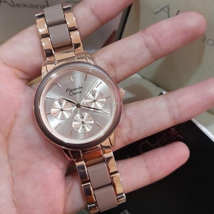 Jam Tangan Alexandre Christie Wanita Original AC2838 Soft Rosegold