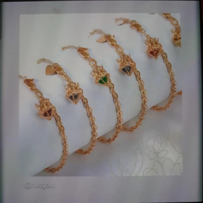 Gelang rantai Birthstone batu warna bulan lahir HWT 8K 375