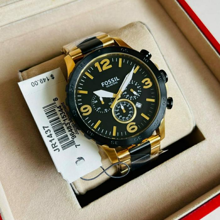 Jam Tangan Pria Merek Fossil Nate JR 1487 1437 48mm Fullset