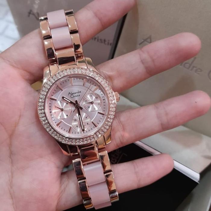 Jam Tangan Alexandre Christie Wanita Original AC2932 Rosegold Pink