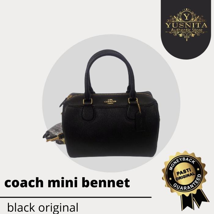 tas wanita coach mini bennet satchel black leather original nwt
