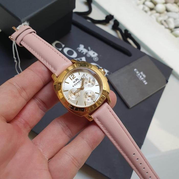 Jam Tangan Wanita Coach Original Leather Pink Dial Gold