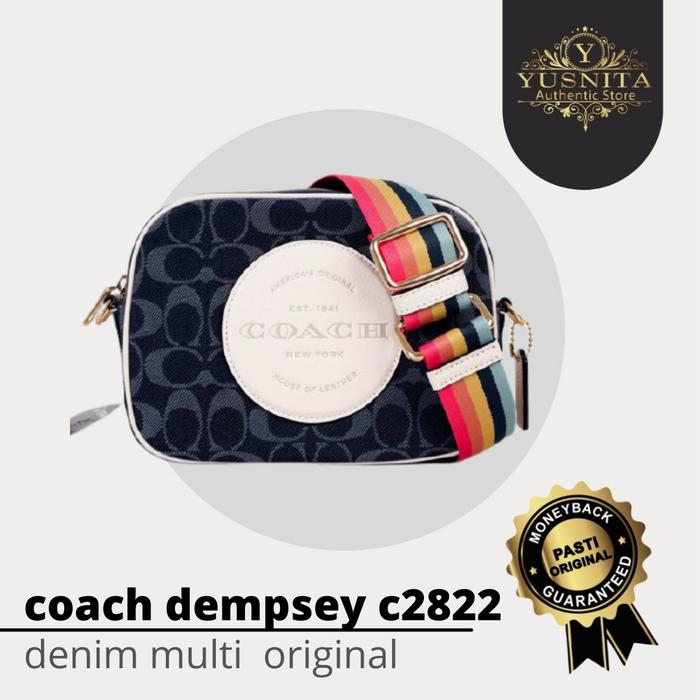 tas coach shoulder camera bag dempsey c2822 denim multi original nwt