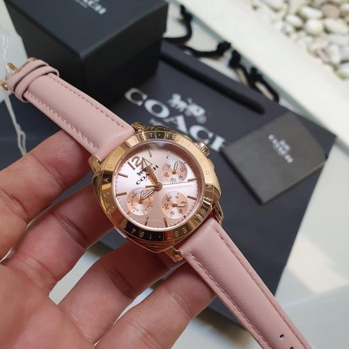 Jam Tangan Wanita Coach Original Strap Leather Pink