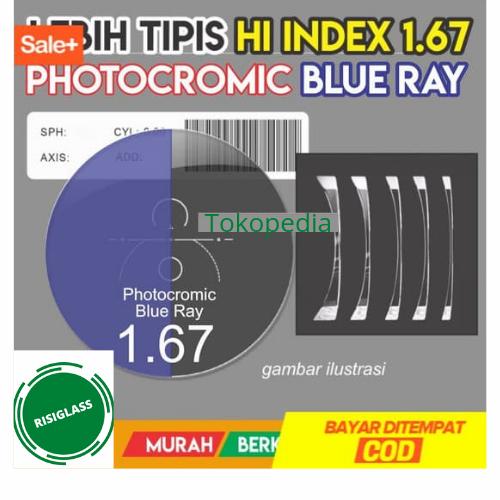Lensa Minus Hi-Index 167 BlueRay-Photocromic-Axis-Cyl/Lensa Gosok