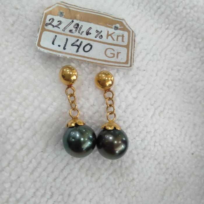 Anting Emas Mutiara air laut Asli Bersertifikat/Anting gantung