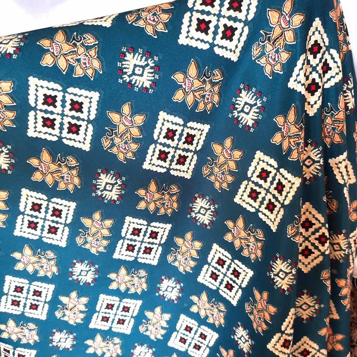 kain batik meteran murah doby silk jocelyn hijau tosca tua -50cm