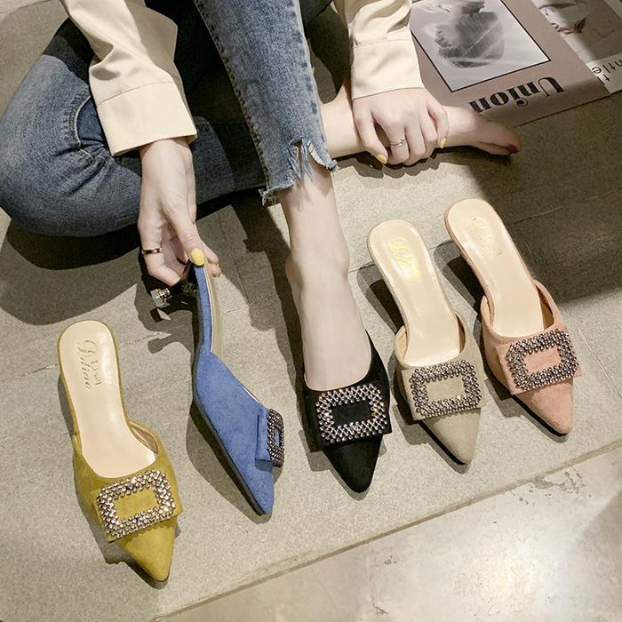 KODE SL865-BEIGE/BLACK/BLUE/PINK/YELLOW-HEELS MULES IMPORT