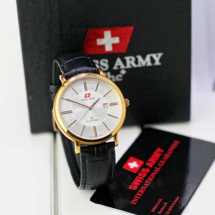 Jam tangan Swiss army 8933 Tali kulit Original Pria