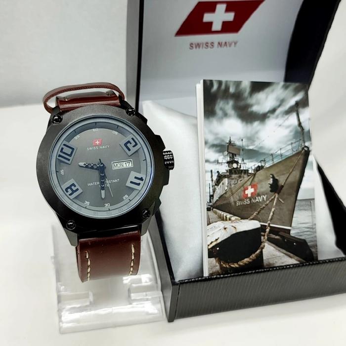 Jam Tangan Pria Swiss Navy 5856 Original Tali Kulit