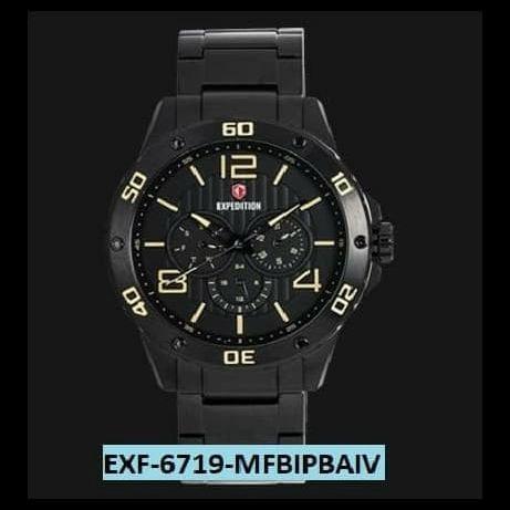 Jam tangan Expedition 6719 Black chronograph Original Pria