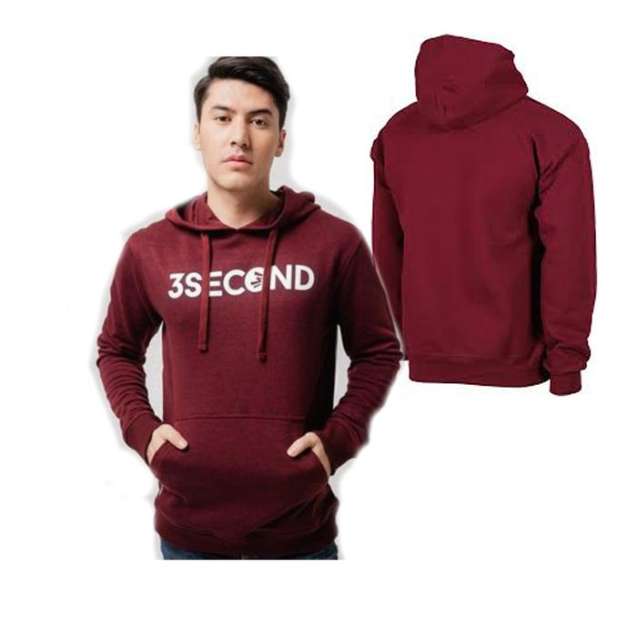 Jaket Hoodie 3 Second Warna Maroon Tersedia ukuran Kecil / Big Size