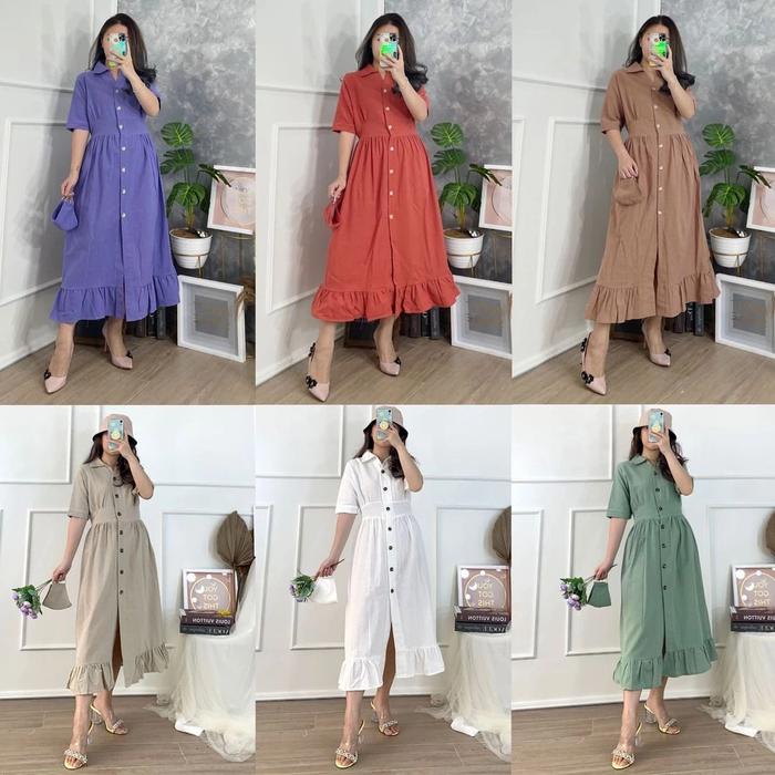 Seoul Button Ruffle Dress