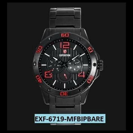 Jam tangan Expedition 6719 Black chronograph Original Pria