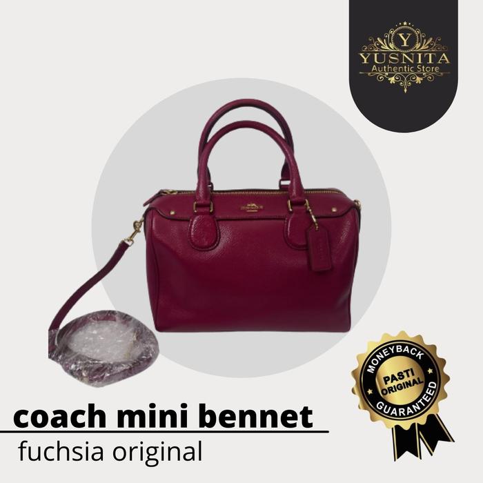 tas wanita coach mini bennet satchel fuchsia leather original nwt