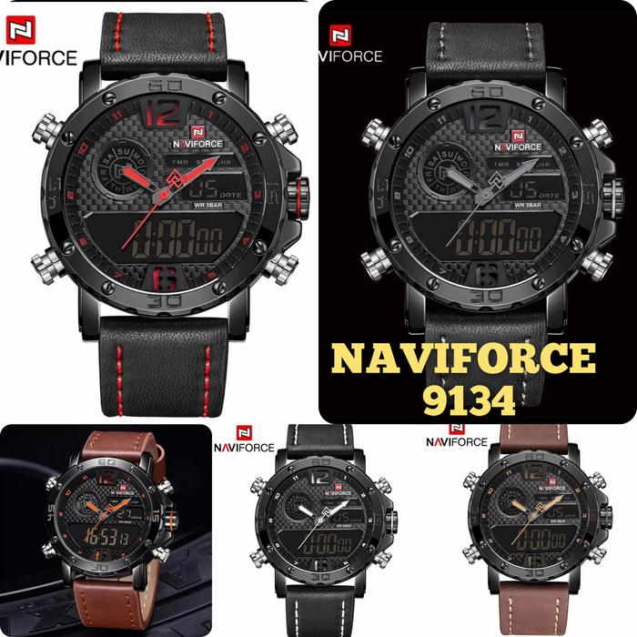JAM TANGAN PRIA NAVIFORCE DOUBLE TIME 9134 ORIGINAL