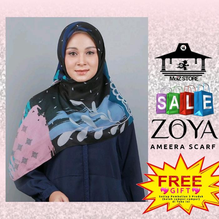 Zoya Jilbab Segiempat Motif Ameera Scarf Ori Promo Mewah Premium Zoya