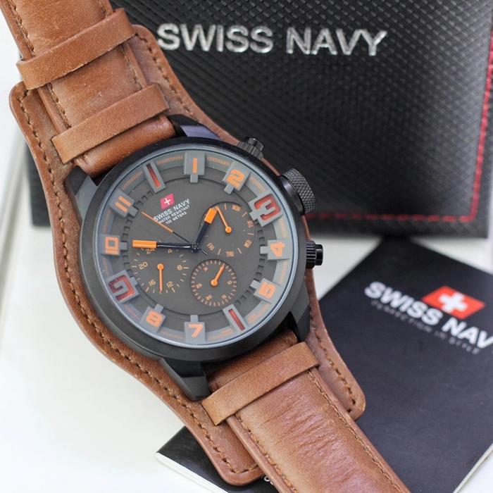 Jam tangan Swiss Navy 8943 Tali Kulit Original Pria