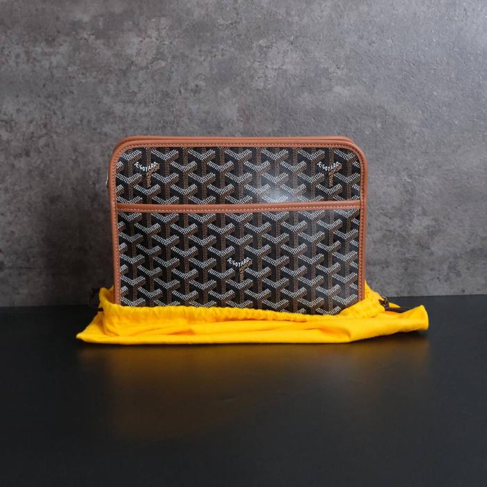 clutch Goyard pochette / Toiletry Jouvence in Black Tan Color