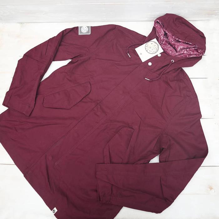 Pretty Green Cotton Zip up Hooded Jacket Burgundy