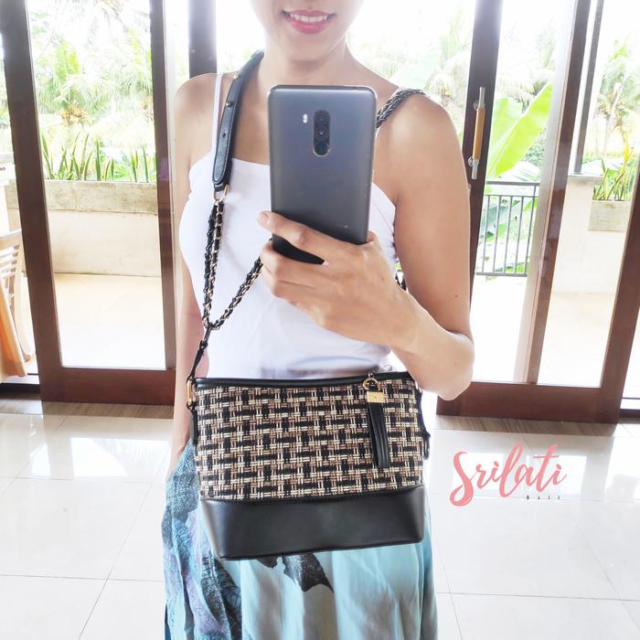 ZB016 Tas ZARA Tweed Crossbody Bag Free Paperbag Gabrielle Rajut