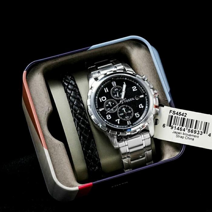 Jam Tangan Pria Fossil Dean FS 4542 4795 46mm Fullset Gelang Original