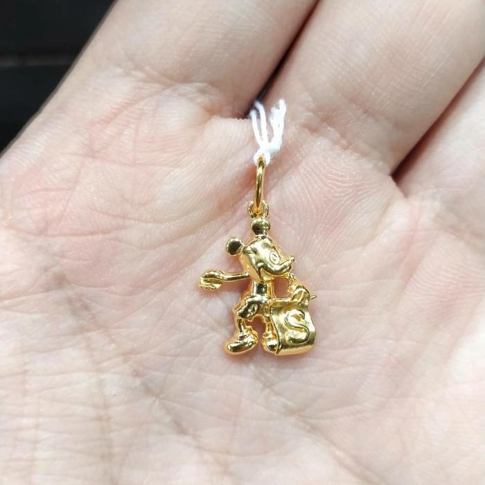Liontin Inisial Huruf S Emas Kuning 750