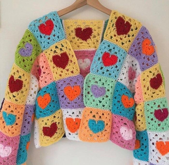 Toadstool Crochet Pattern_ Patchwork Heart Cardigan