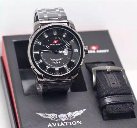 Jam Tangan Pria Swiss Army Aviation S275 Elegan Stainless Free Box