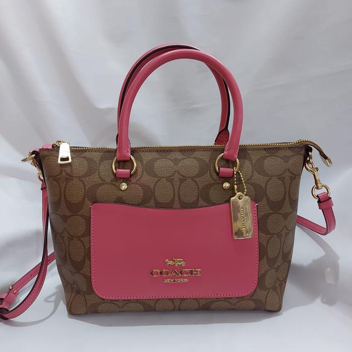 TAS COACH ORI MINI EMMA SATCHEL KHAKI PINK RUBY
