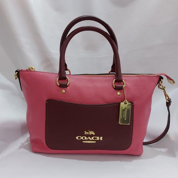 TAS COACH MINI EMMA SATCHEL PINK RUBY ORI LEATHER