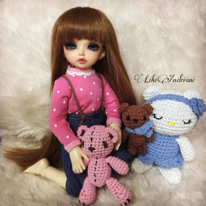 Kaos Sweatshirt Untuk Boneka size BJD YOSD,Sweatshirt Polkadot Pink Fuschia Size YOSD Ball Jointed D
