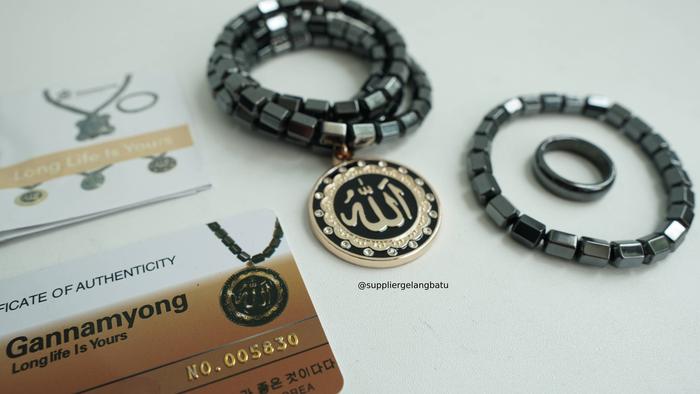 PAKET CINCIN KALUNG SEHAT LAFAZ ALLOH MAGNET GANNAMYONG ION TESTER