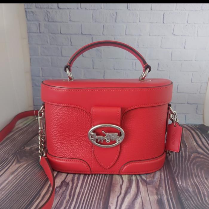 TAS WANITA COACH ORI GEORGIE POPPY PEBBLE LEATHER